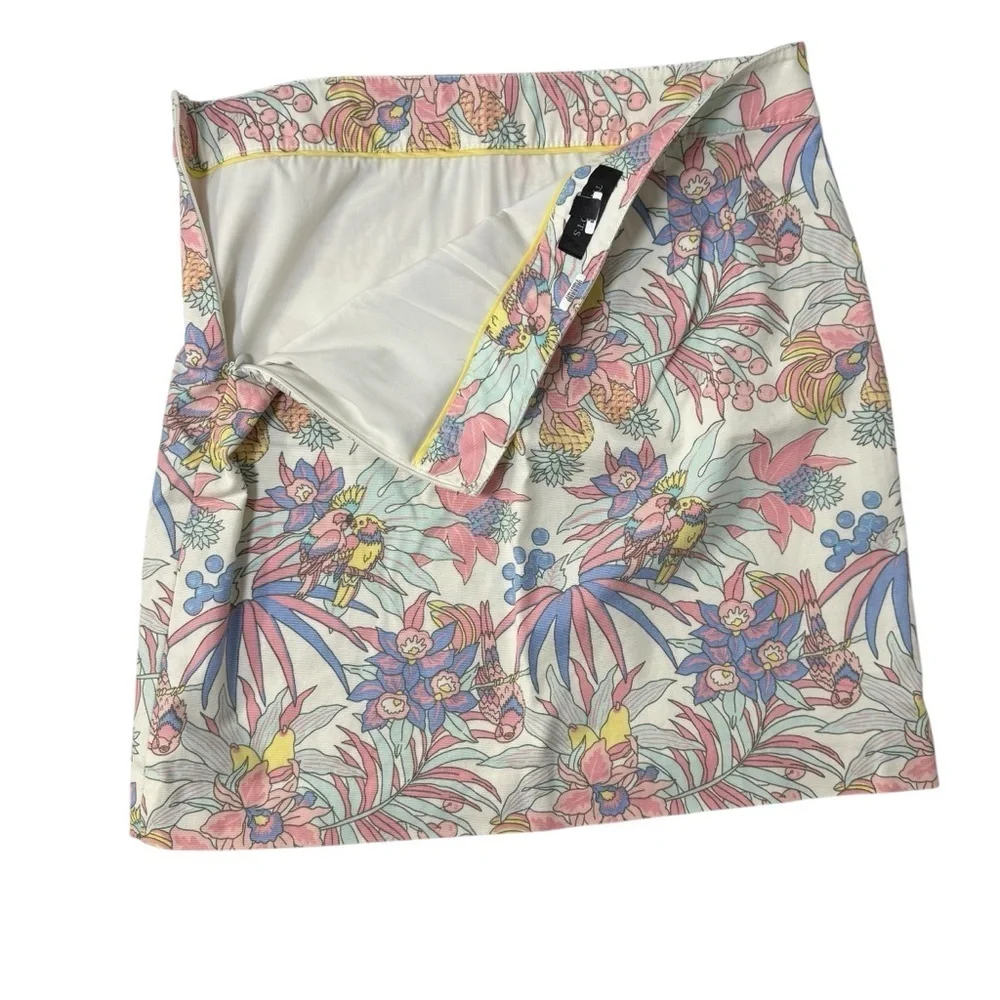 Talbots Pastel Tropical Parrot Print A-line mini skirt. Size 6